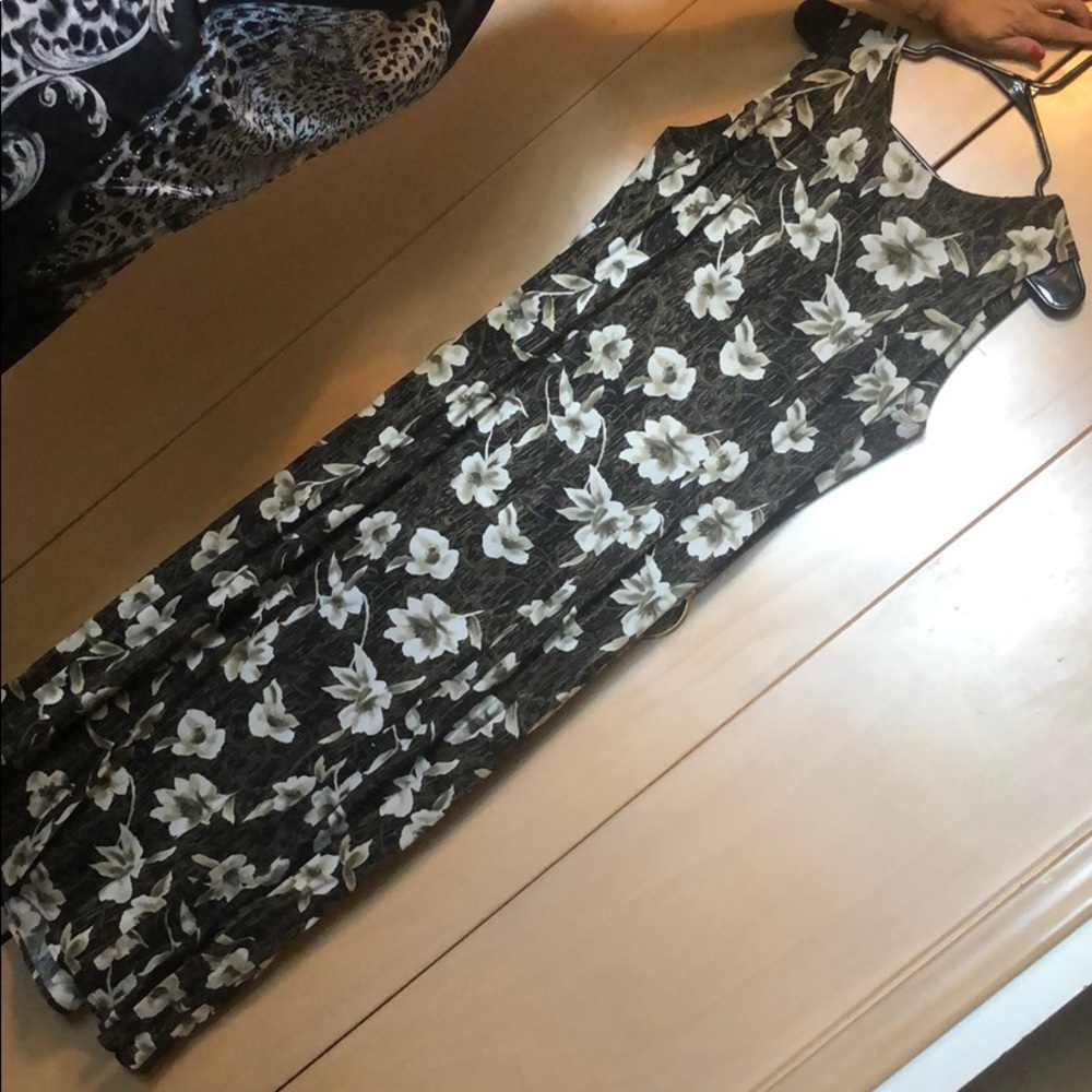 Green with white flowered dress